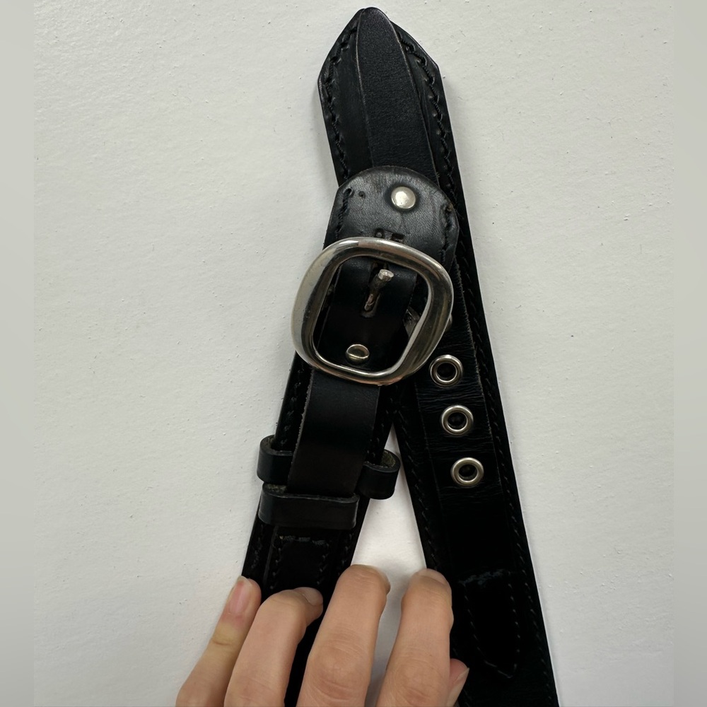 ⛔️SOLD⛔️Losco Of Paris Vintage Black Leather Belt Silver Tone Hardware Adjus - Picture 9 of 14